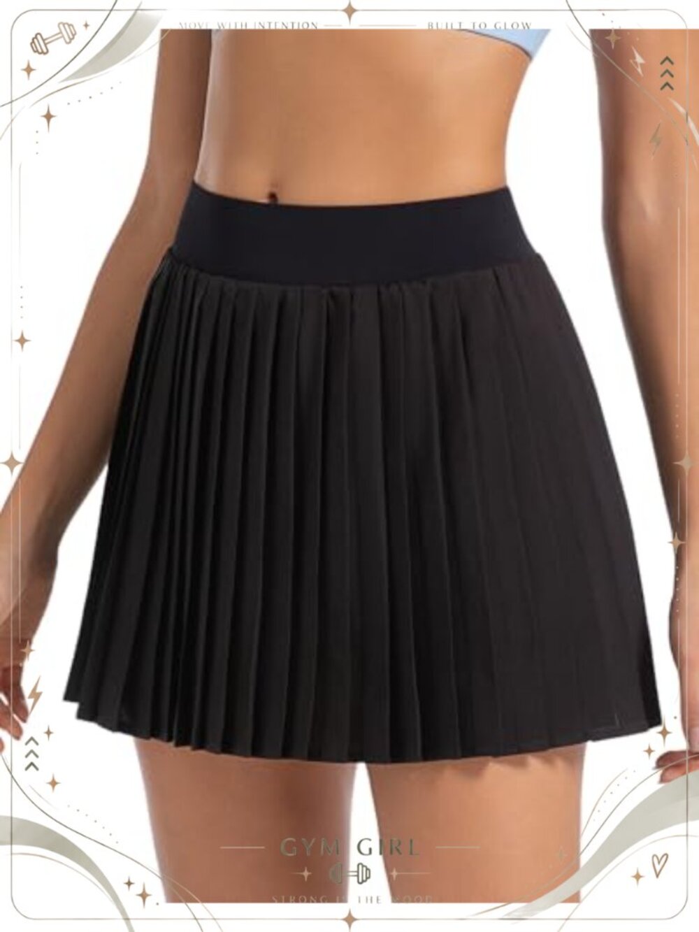 Pleated Tennis Skirt with Built-in Shorts High-Waisted Athletic Skort with